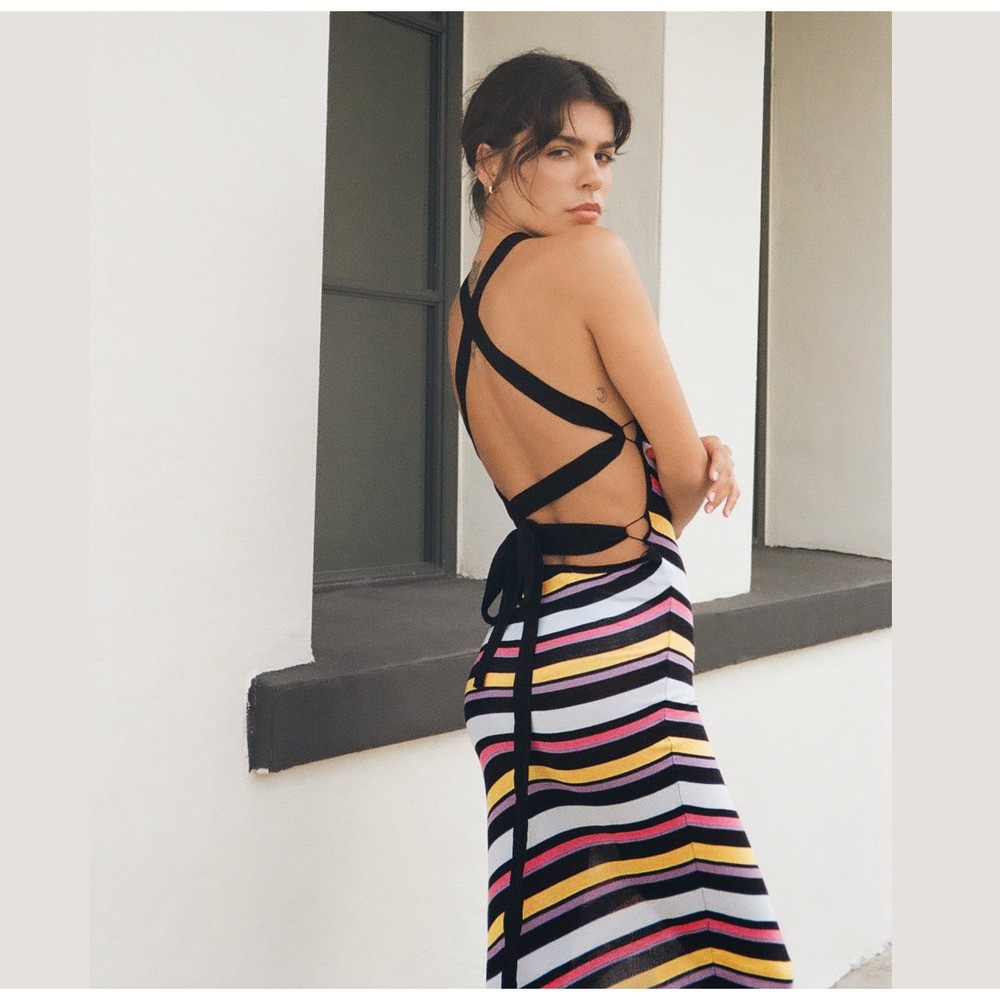 Zara Striped Knit Midi Dress Tank Bodycon Summer Dress NWT M - Picture 9 of 16